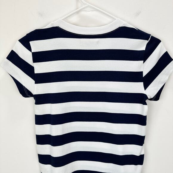 Madewell Supima Cotton Rib Tee Shirt Striped Nautical  Retro Classic XS NWT - Picture 7 of 9
